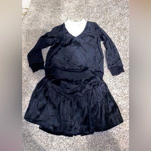 Size 3 velvet Skirt and Velvet sweater with white around neck area